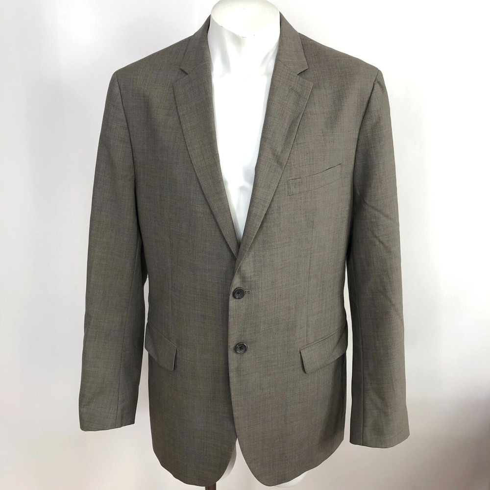 Banana Republic Tailored Fit 44 L 100% Wool Brown Gray Button Blazer Sport Coat